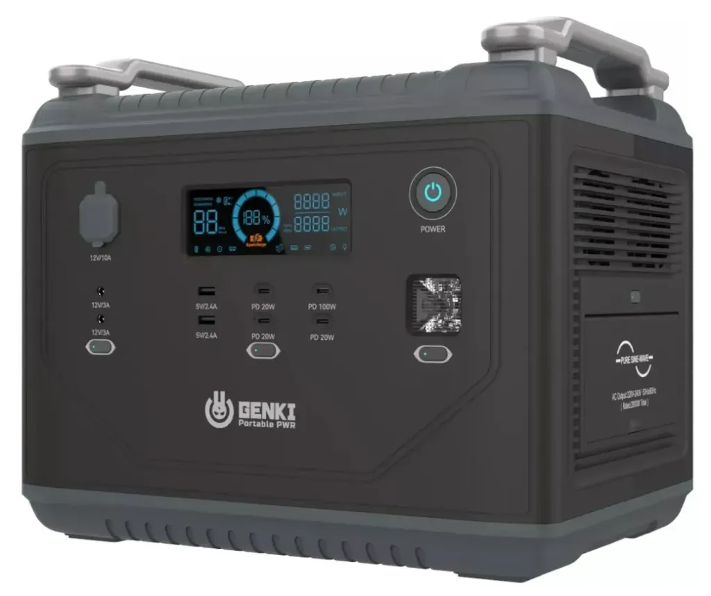 Inversor y Bateria transportable 2000W / 1997Wh LFP NEGRO GENKI